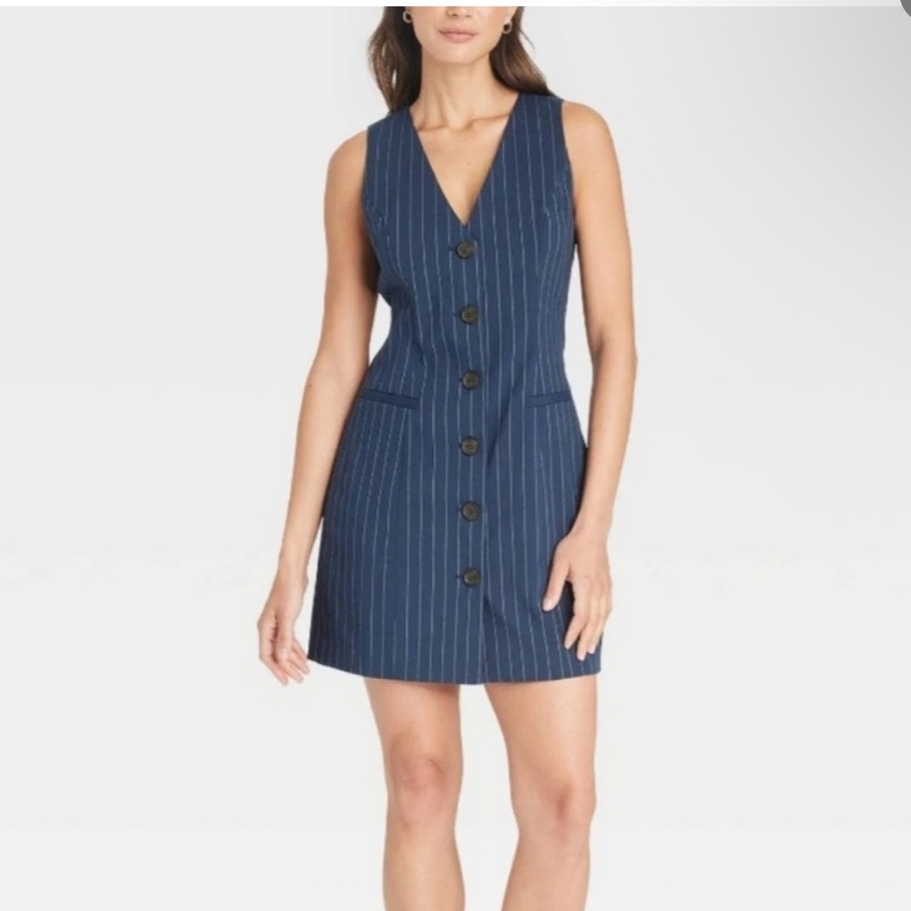 Women's Blue Pinstripe Dress